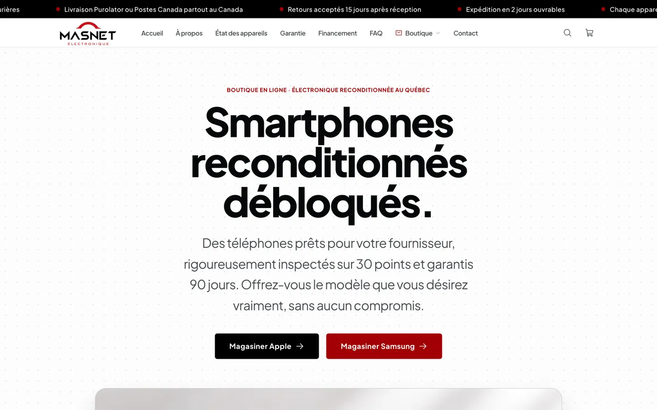 Masnet Électronique — page d’accueil du site