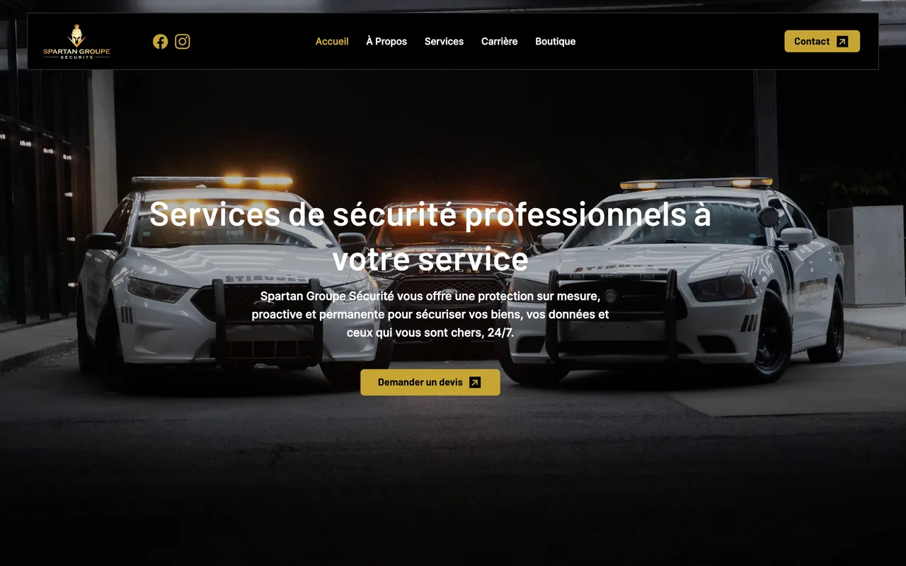 Spartan Groupe Sécurité — page d’accueil du site